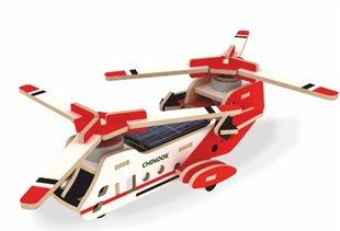Robotime 3D Ahşap Puzzle Güneş Enerjli Çift Pervaneli Helikopter-P320S